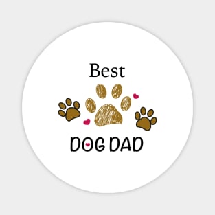 Brown paw print with hearts. Best dog dad text Magnet